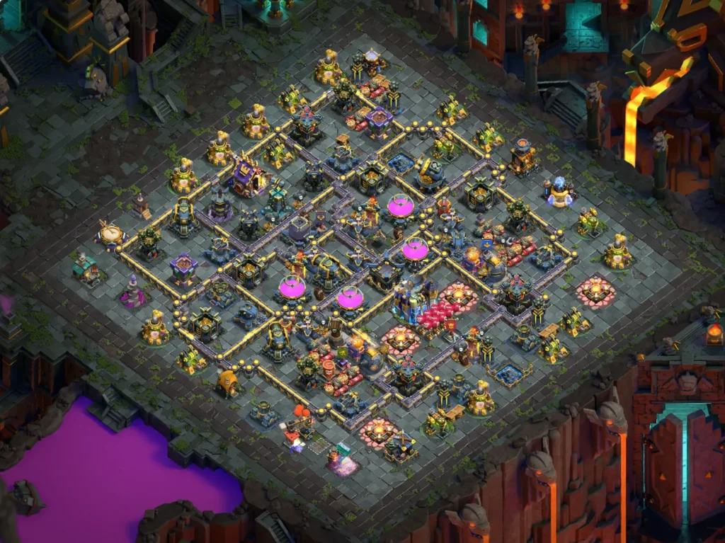 TH18 Farming Base: Asymmetric Diagonal Grid Layout