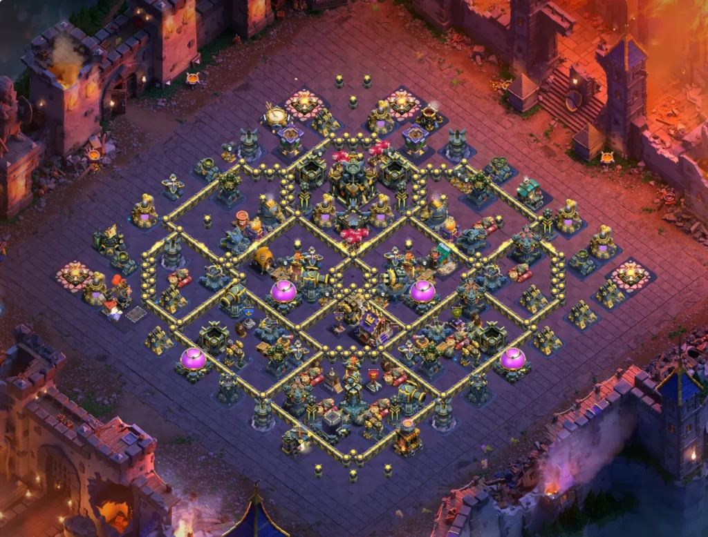 TH17 Ranked Base: Anti-3 Star Symmetrical Hybrid Layout