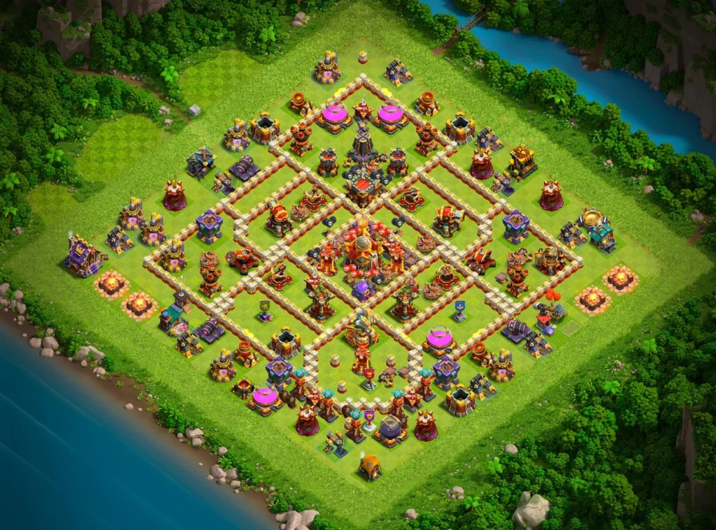 TH16 Ranked Base: Anti-3 Star Diamond Ring Layout