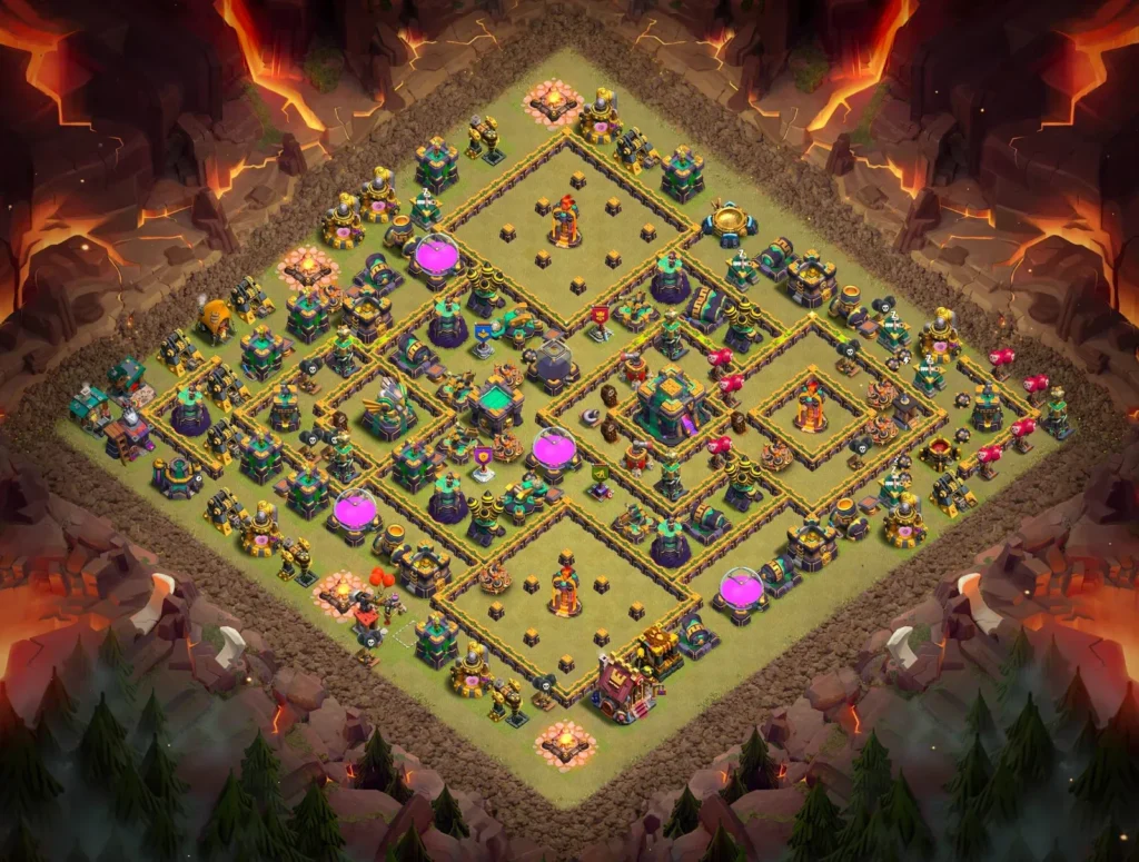 TH14 Anti-3-Star Asymmetrical Island War Base with Strategic Defensive Zoning