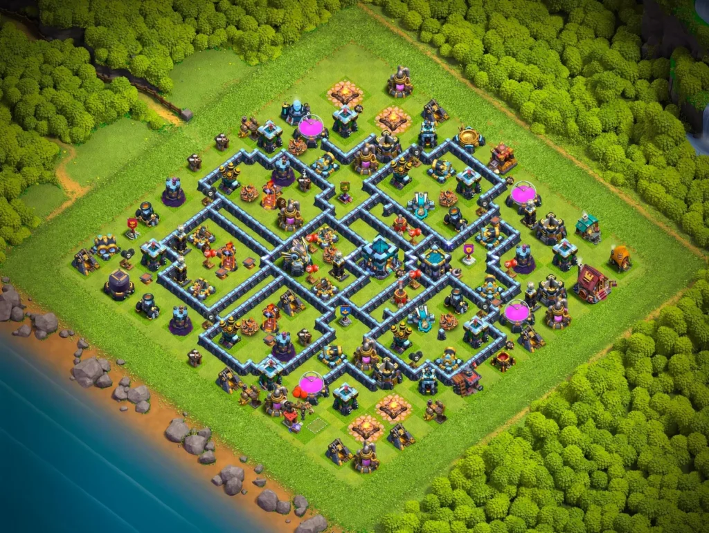 TH13 Ranked Base: Anti-3 Star Asymmetrical Compartment Layout