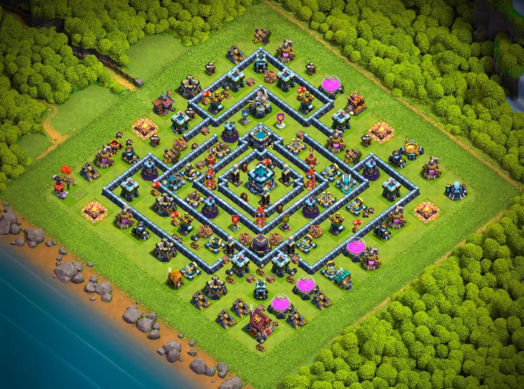 TH13 Ranked Base: Anti-3 Star Concentric Diamond Layout
