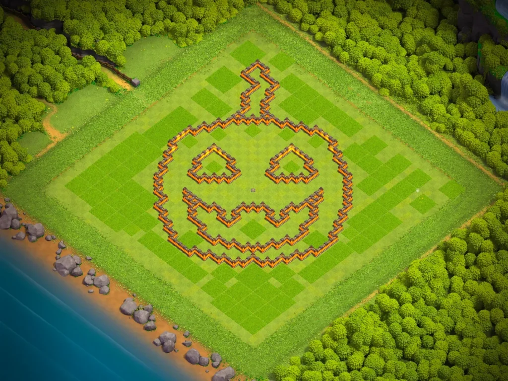 TH10 Halloween Pumpkin Art Base Design | Spooky Clash of Clans Troll Layout