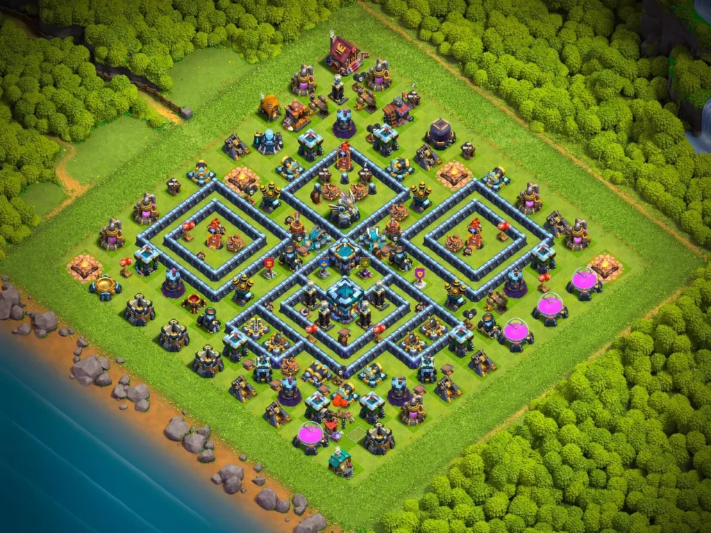 TH13 Ranked Base: Anti-3 Star Concentric Diamond Layout