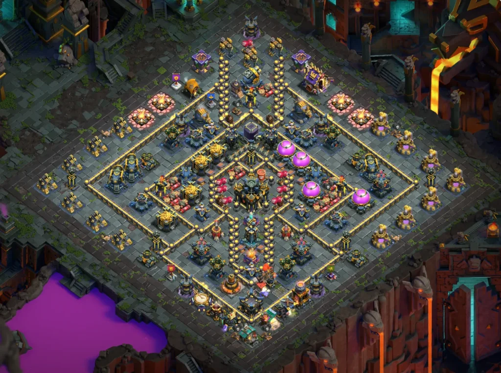 TH17 Farming Base: Symmetrical Diamond Corridor Layout