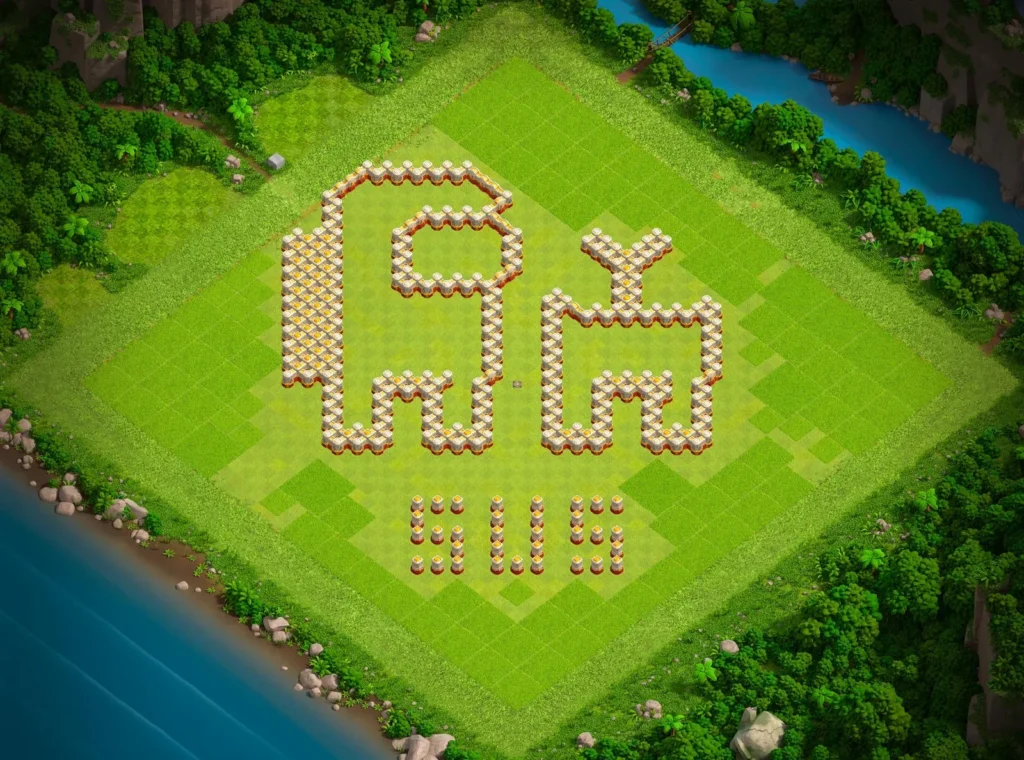 TH16 Among Us “SUS” Art Base Design | Creative Clash of Clans Layout