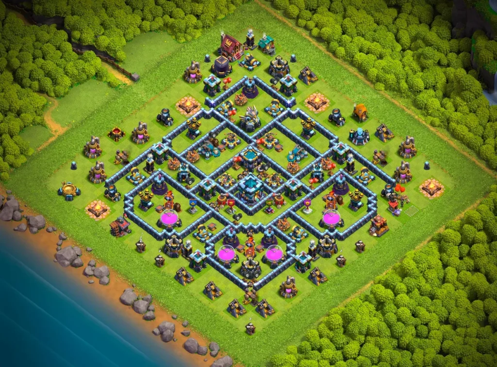 TH13 Ranked Base: Anti-3 Star Concentric Diamond Layout