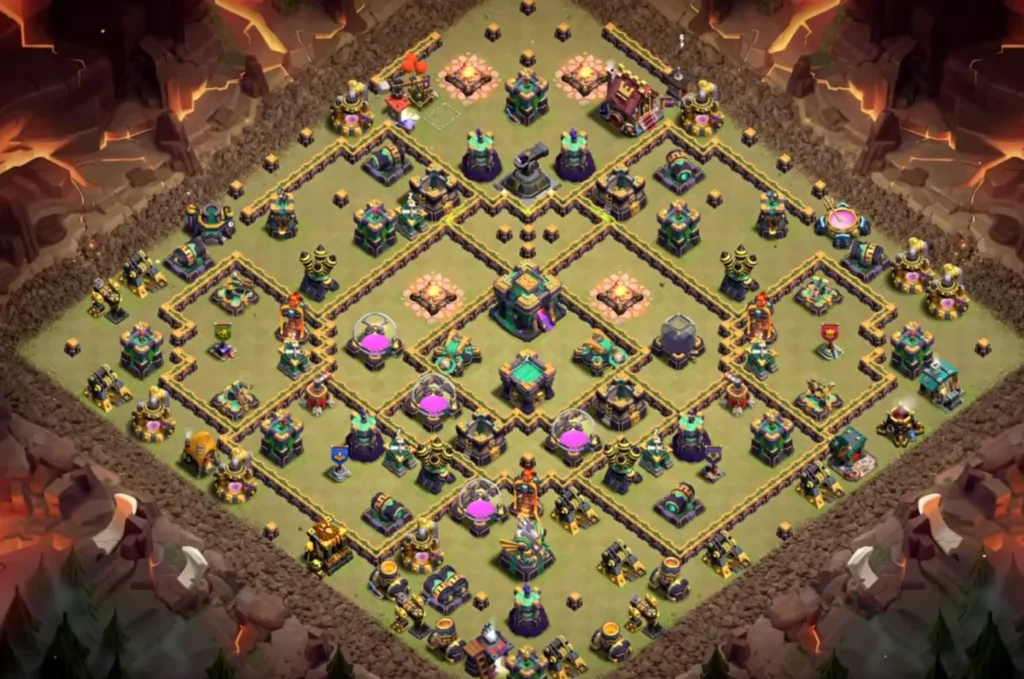 TH14 War Base with Hero Hunter — Anti 3 Star CWL Symmetric Concentric Ring Clashiversary Layout (August 2026) + Copy Link