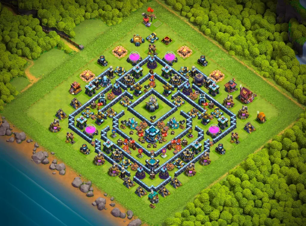 TH13 Ranked Base: Anti-3 Star Concentric Diamond Layout