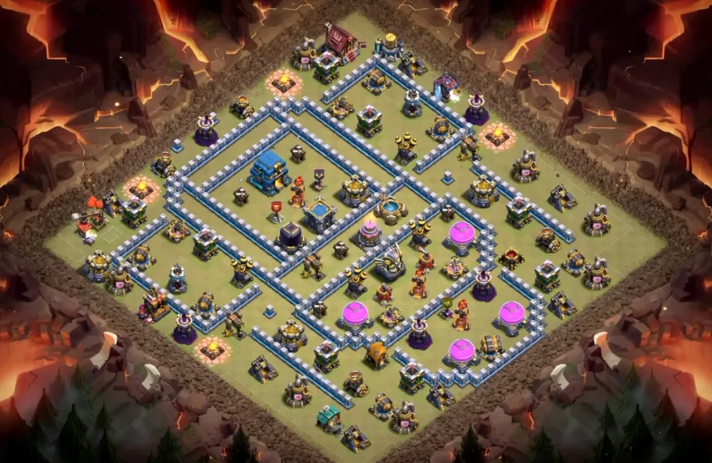 TH12 Ranked Base with Cake-A-Pult — Anti 3 Star Off-Center Nested Ring Clashiversary Crafted Defense Layout (August 2026) + Copy Link