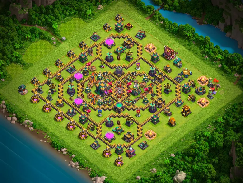 TH14 Farming Base: Concentric Defense Layers