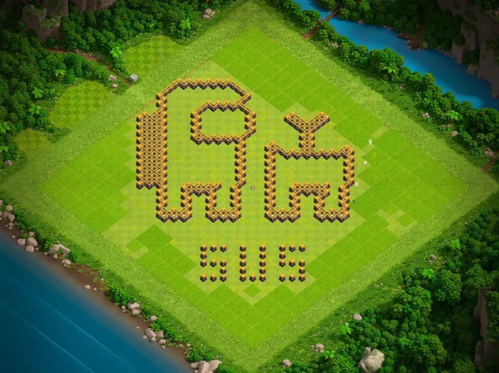 TH14 Among Us “SUS” Art Base Design | Creative Clash of Clans Layout