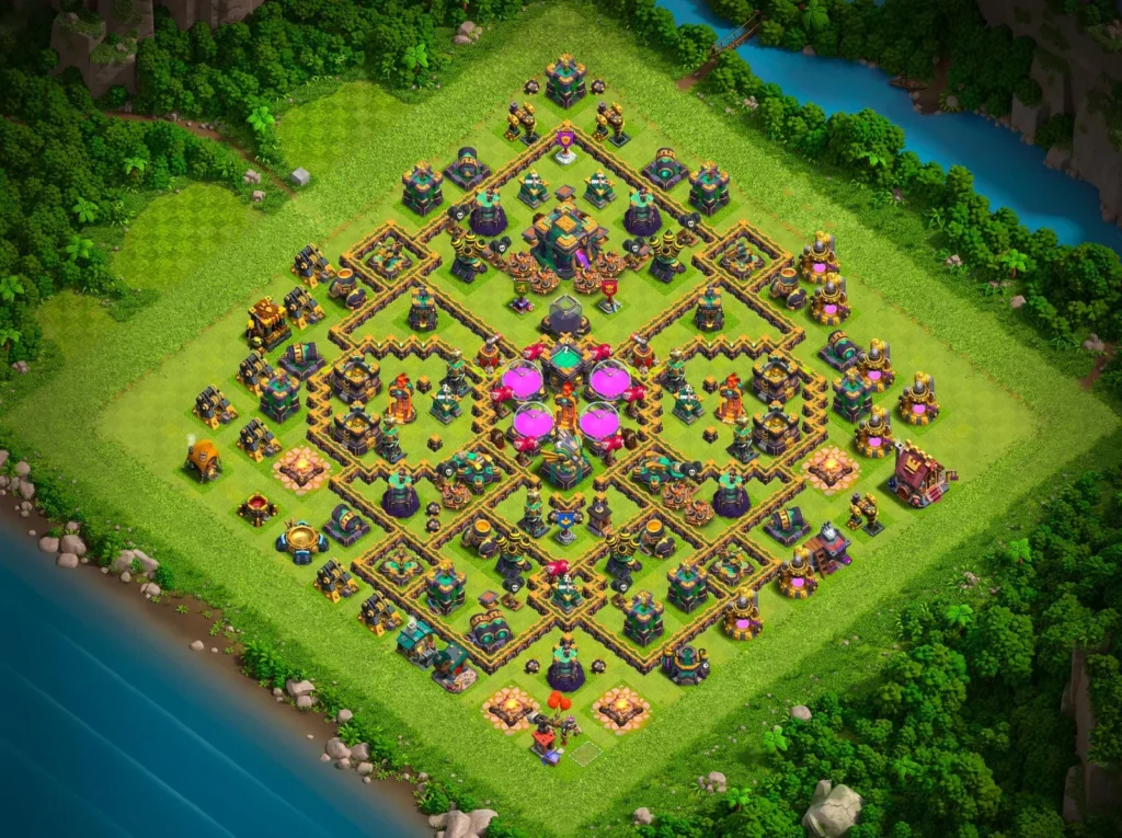 TH14 Farming Base: Symmetric Central Core Layout