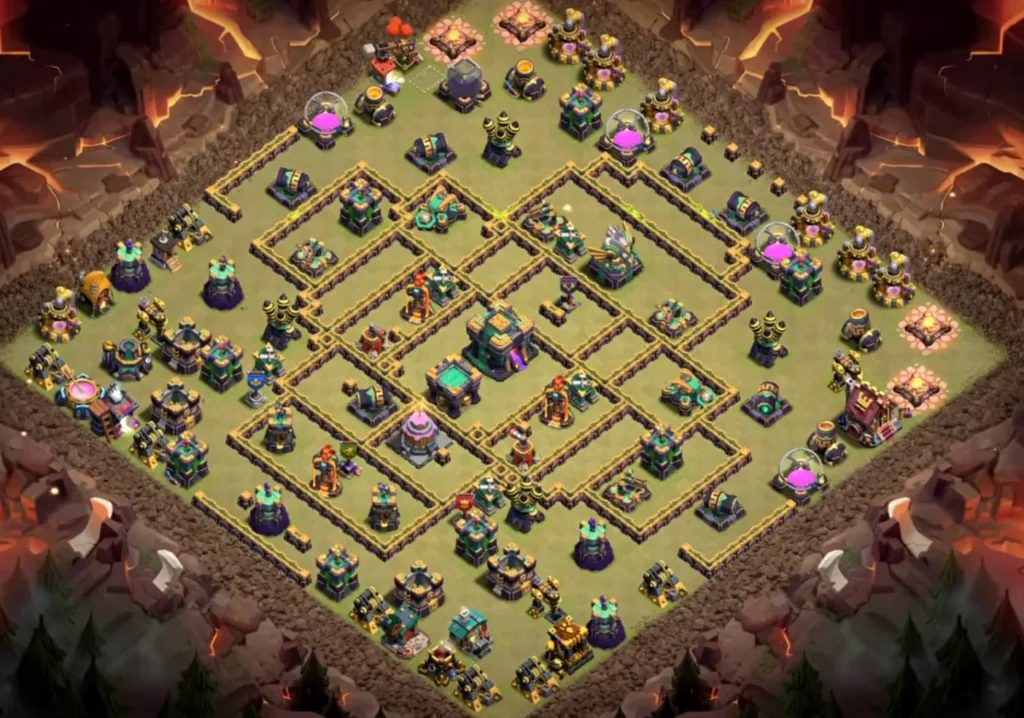 TH14 War Base with Cake-A-Pult — Anti 3 Star CWL Balanced Grid Compartment Clashiversary Crafted Defense Layout (August 2026) + Copy Link