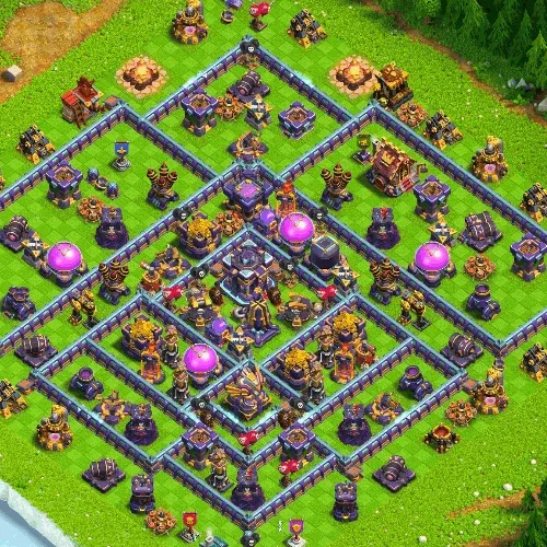 TH15 Farming Base Concentric Diamond Ring Layout for Maximum Loot Protection