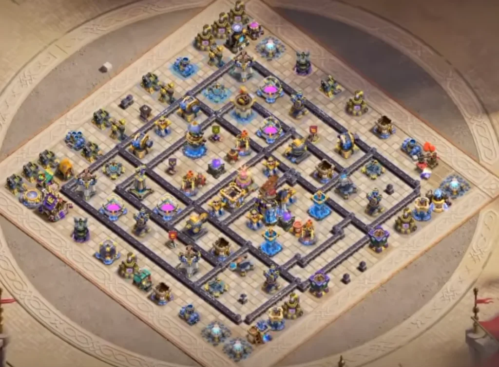 TH18 War Base with Cake-A-Pult — Anti 3 Star CWL Dense Off-Center Grid Clashiversary Crafted Defense Layout (August 2026) + Copy Link