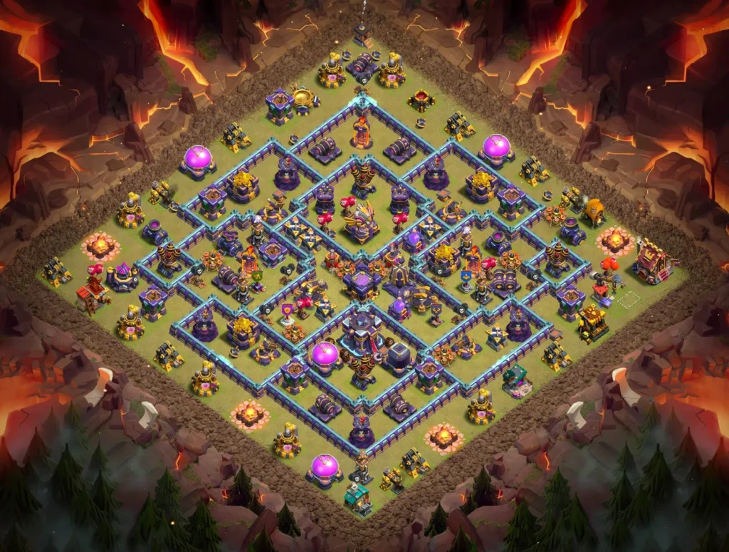 TH15 Anti-3 Star Symmetrical Diamond Ring Layout for Clan Wars and CWL