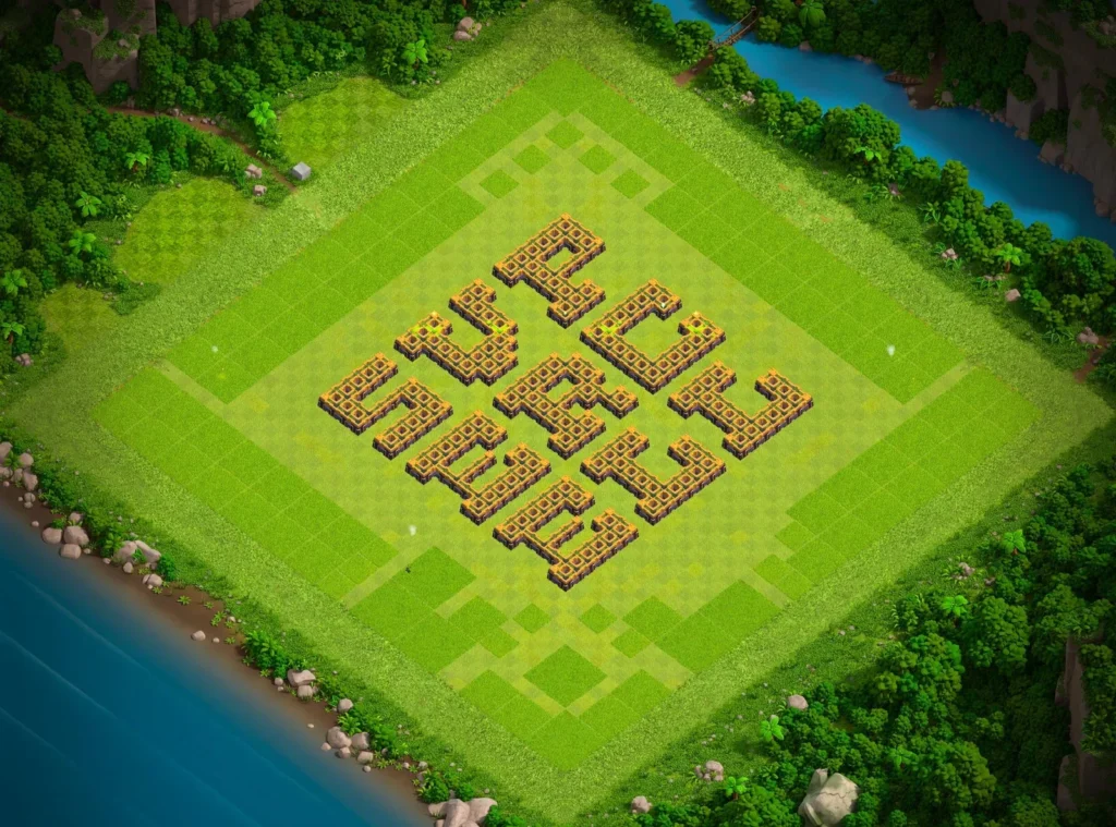 TH14 “SUPER CELL” Text Art Base Design | Creative Clash of Clans Funny Troll Layout