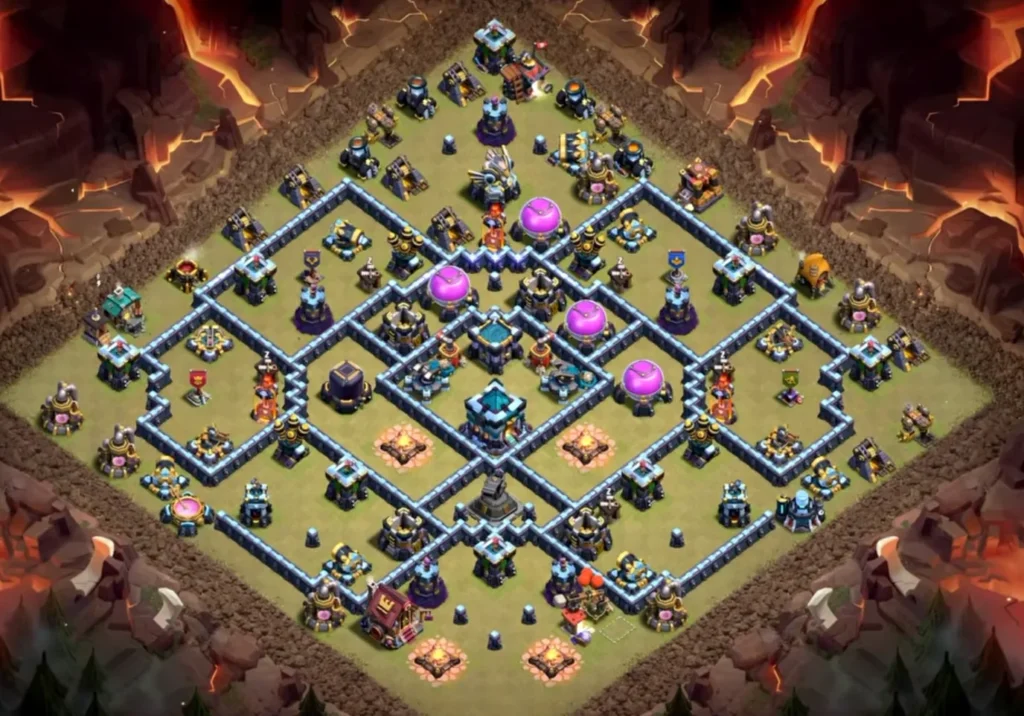 TH13 Ranked Base with Hero Hunter — Anti 2 Star Symmetric Blocker Box Core Clashiversary Layout (August 2026) + Copy Link