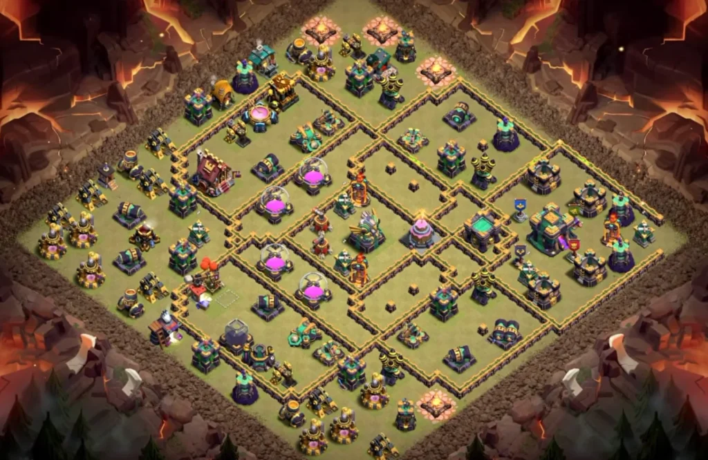 TH14 Ranked Base with Cake-A-Pult — Anti Air / Anti Electro Dragon Clustered Air Defense Core Layout (August 2026) + Copy Link