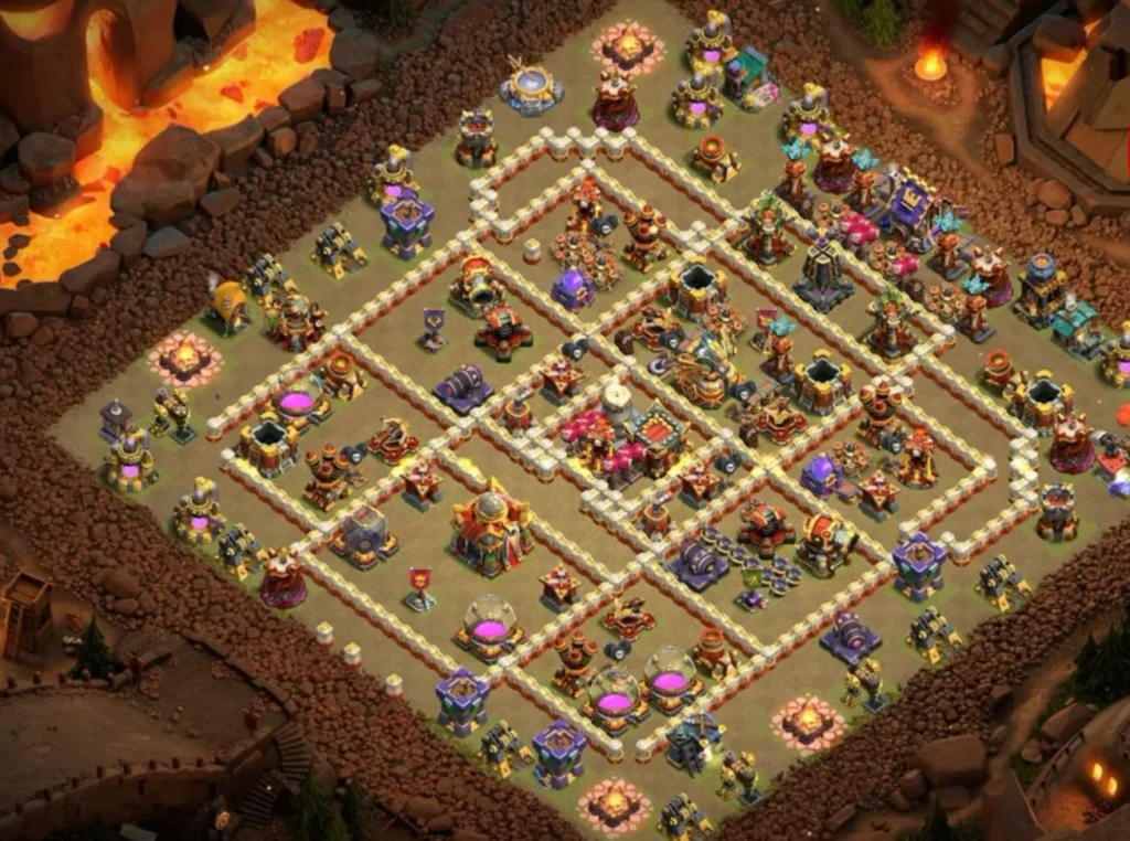 TH16 War Base with Hot Candle — Anti Ground / Anti Root Rider CWL Tight Grid Layout (August 2026) + Copy Link