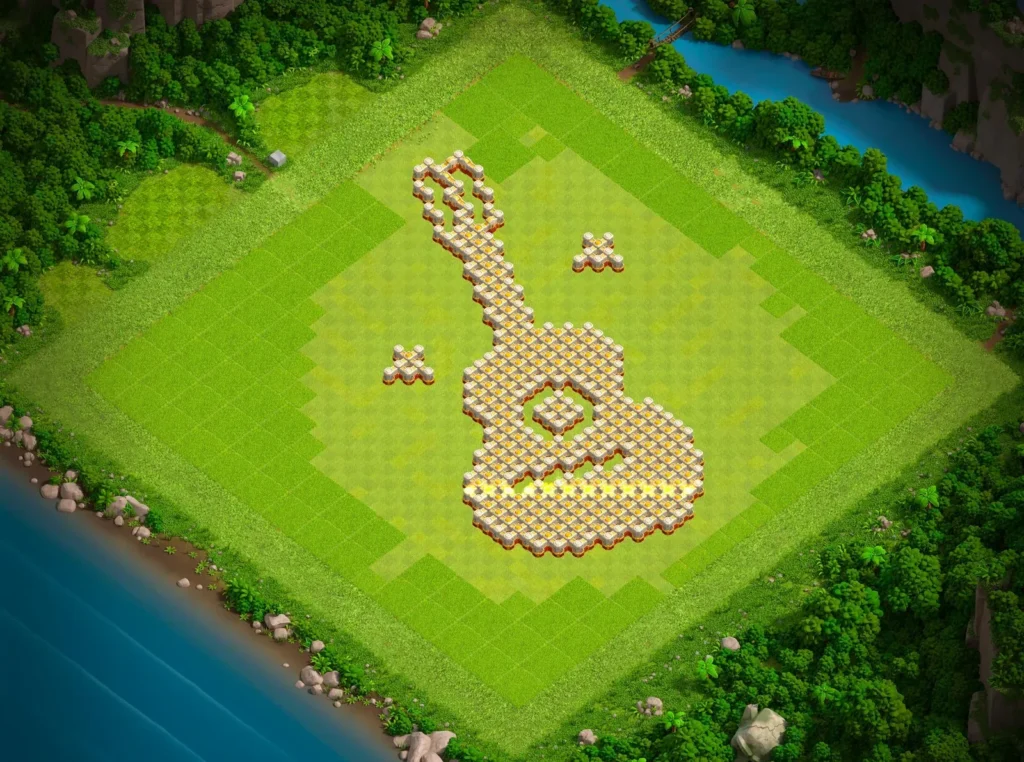 TH16 Guitar Art Base Design | Creative Clash of Clans Layout