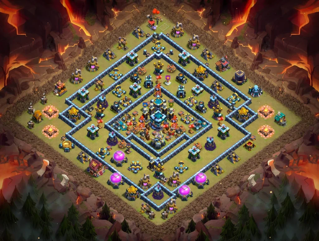 TH13 Anti-3 Star Diamond War Base – Optimized Clan War & CWL Defense 2026