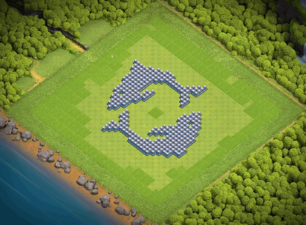 TH12 Fish Art Base Design | Creative Clash of Clans Funny Troll Layout