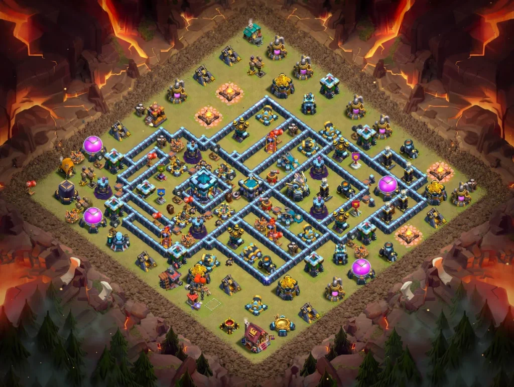 TH13 Anti-3 Star War Base with Non-Linear Compartments – Elite CWL Layout 2026