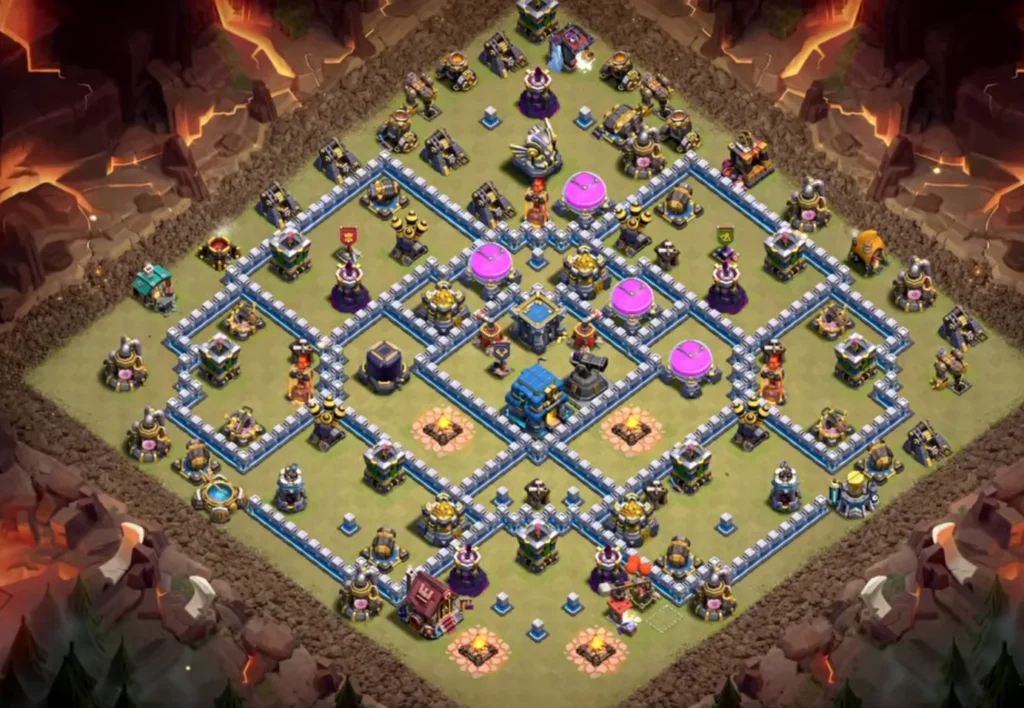 TH12 War Base with Hero Hunter — Anti Ground CWL Symmetric Blocker Box Open Perimeter Layout (August 2026) + Copy Link