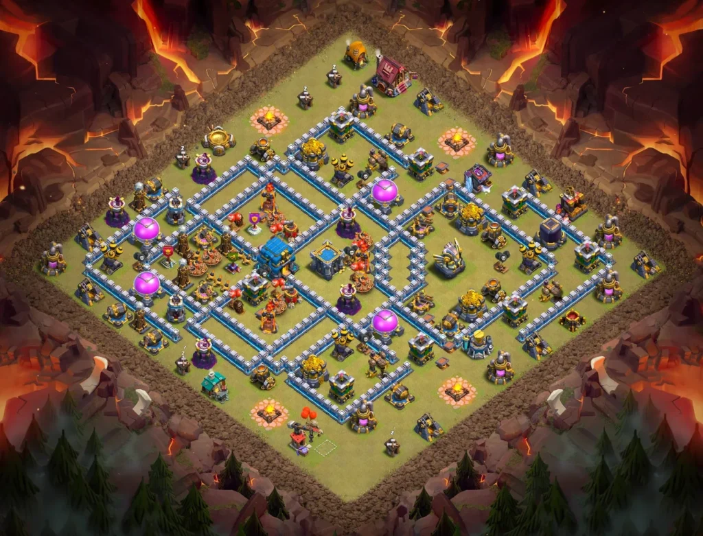 TH12 War Base: Anti-3 Star Asymmetrical Compartment Layout