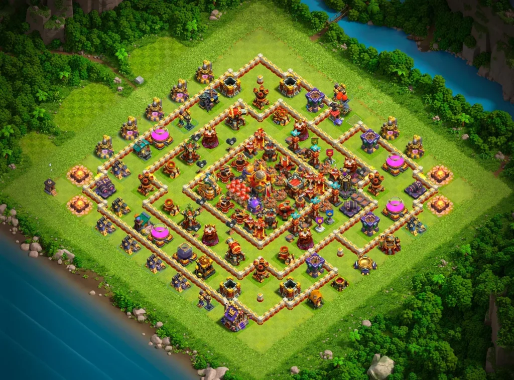 TH16 Ranked Base: Anti-3 Star Concentric Ring Layout