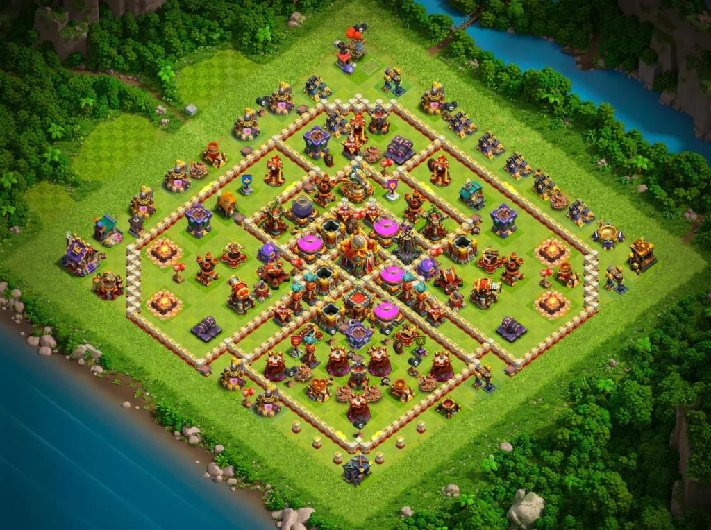 TH16 Farming Base: Segmented Cross-Core Layout