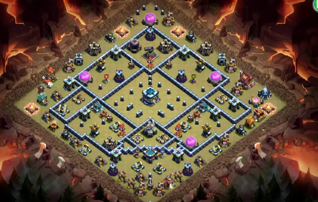 TH13 War Base with Hero Hunter — Anti 2 Star CWL Fully Symmetric Blocker Box Clashiversary Layout (August 2026) + Copy Link