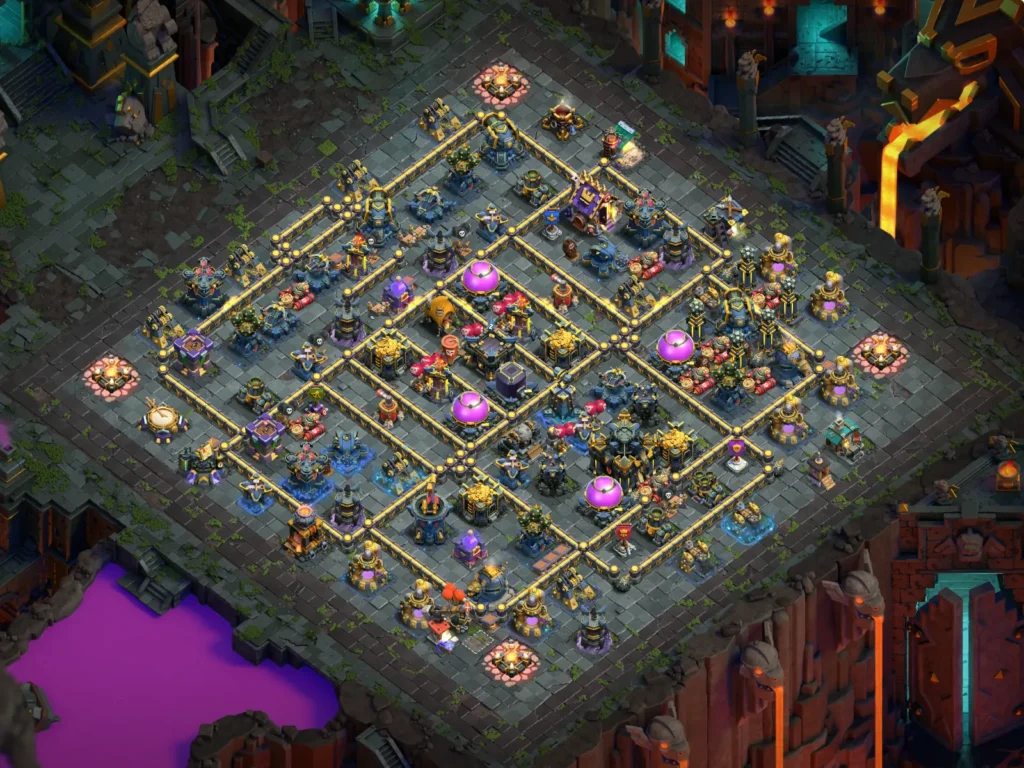 TH17 Farming Base: Diagonal Grid Compartment Layout