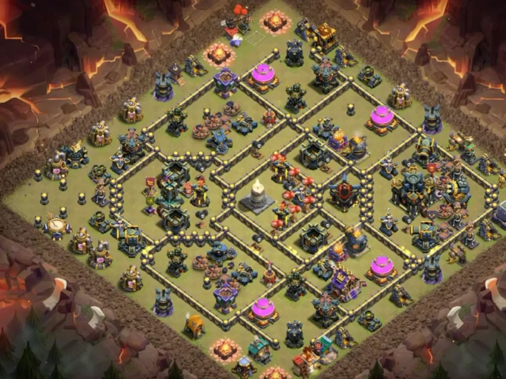 TH17 War Base with Hot Candle — Anti 3 Star CWL Spread Symmetric Grid Layout (August 2026) + Copy Link
