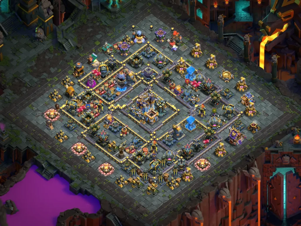 TH18 Farming Base: Concentric Diamond Fortress Layout