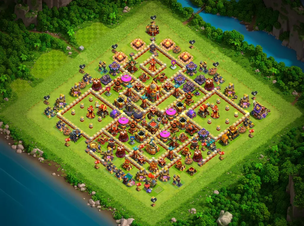 TH16 Farming Base: Diamond Lattice Compartment Layout