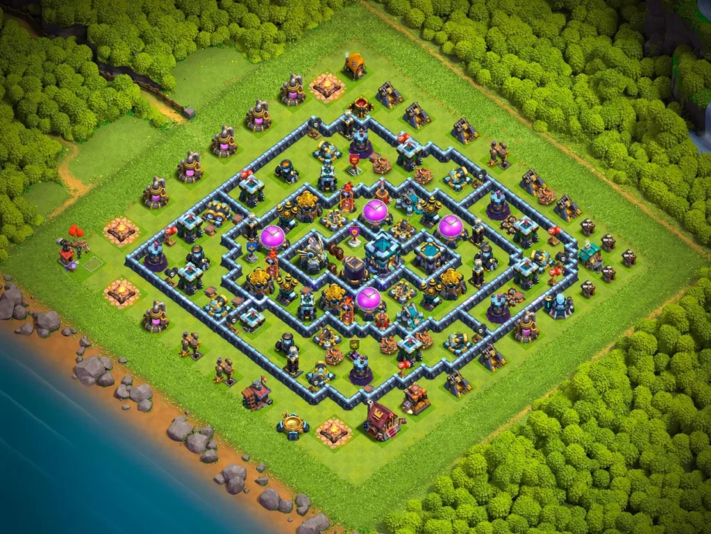 TH13 Farming Base: Symmetric Concentric Square Ring Layout