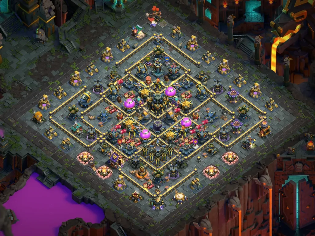 TH17 Farming Base: Concentric Diamond Loot Protection Layout