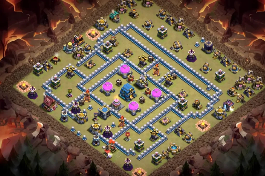 TH12 War Base with Cake-A-Pult — Anti 3 Star CWL Long Corridor Open Flank Clashiversary Layout (August 2026) + Copy Link
