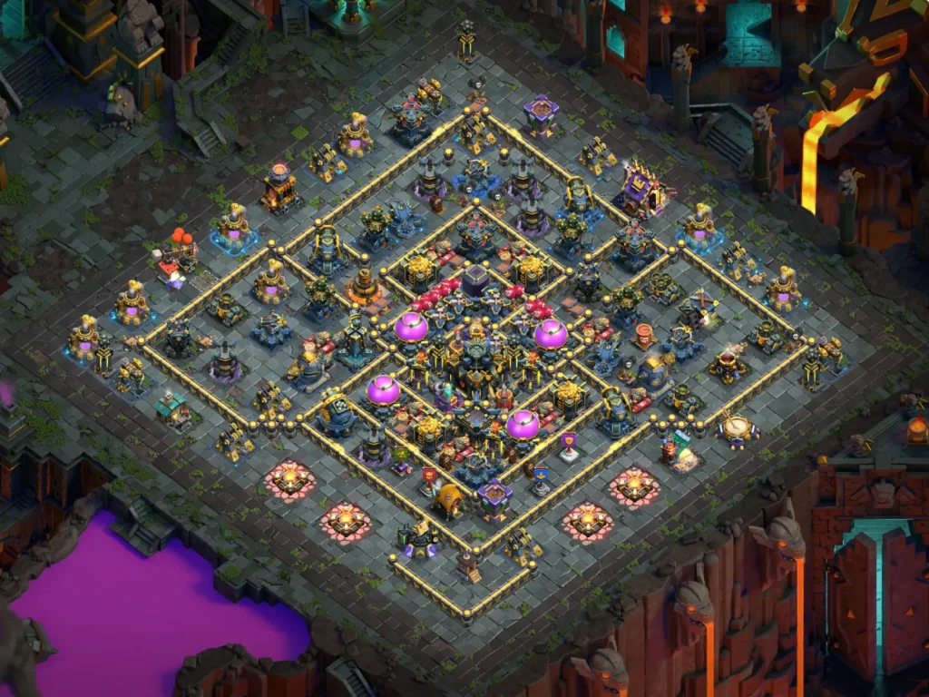 TH17 Farming Base: Multi-Tier Diamond Bastion Layout