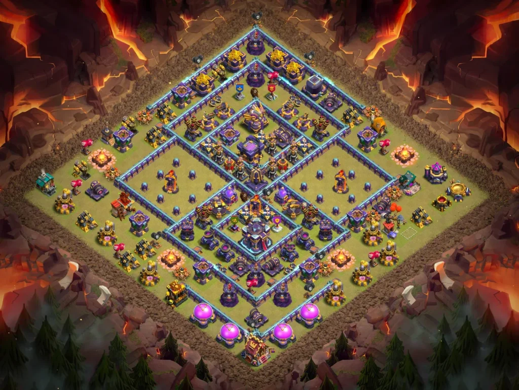 TH15 Anti-3 Star Diamond Ring Layout with Large Flank Dead Zones for Clan Wars and CWL