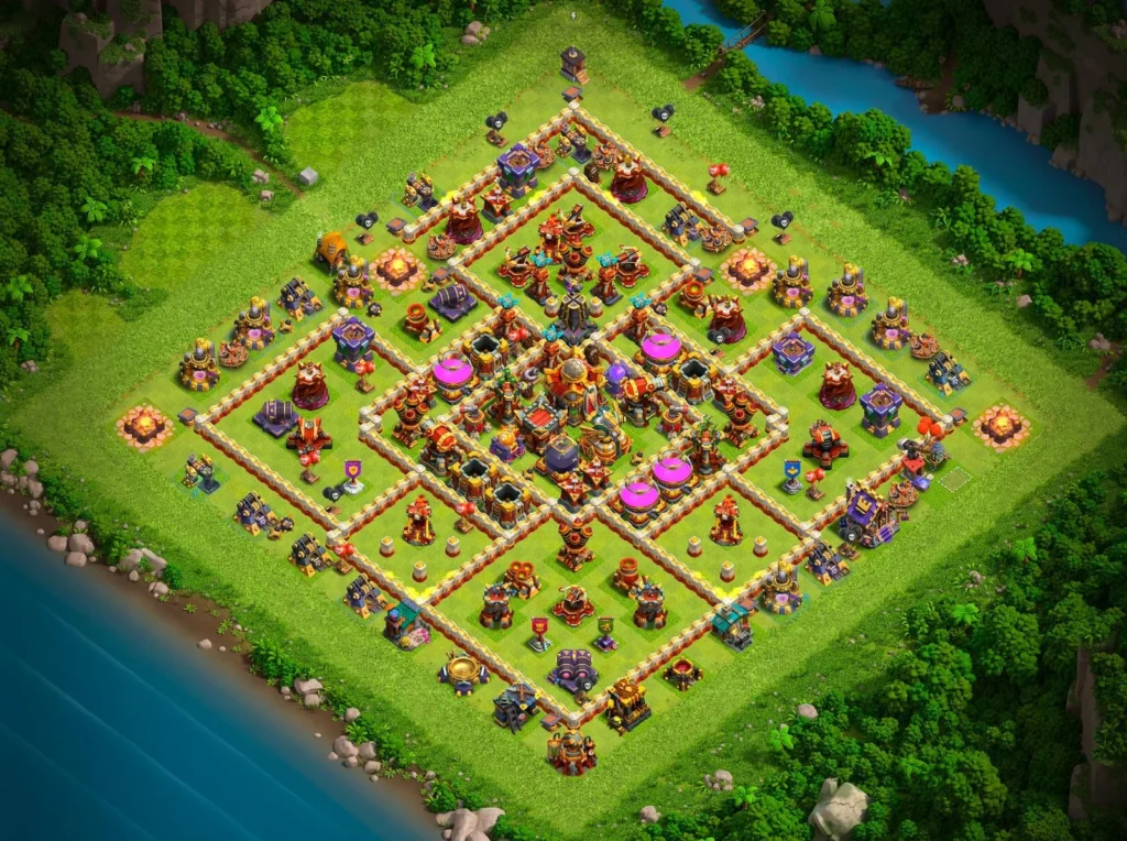 TH16 Farming Base: Diamond-Core Compartmentalized Layout