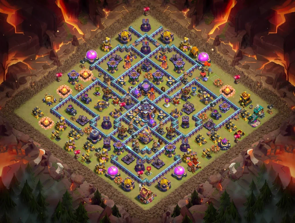 TH15 Anti-3 Star Concentric Diamond Layout with Centralized Core for Clan Wars and CWL