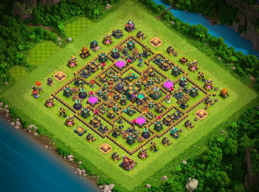 TH14 Farming Base: Geometric Compartment Layout
