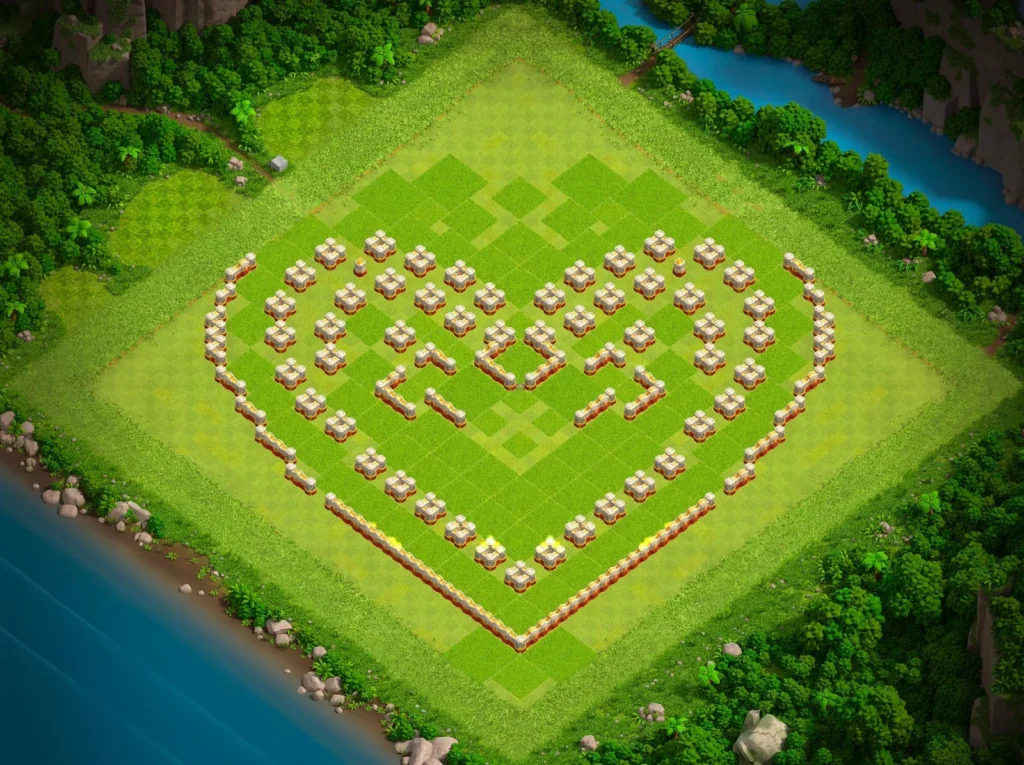 TH16 Beautiful Heart Art Base Design | Creative Clash of Clans Layout