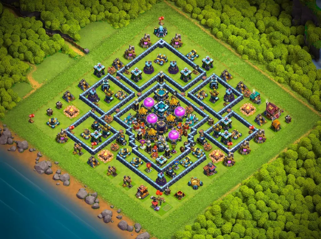 TH13 Farming Base: Symmetric Concentric Diamond Compartment Layout