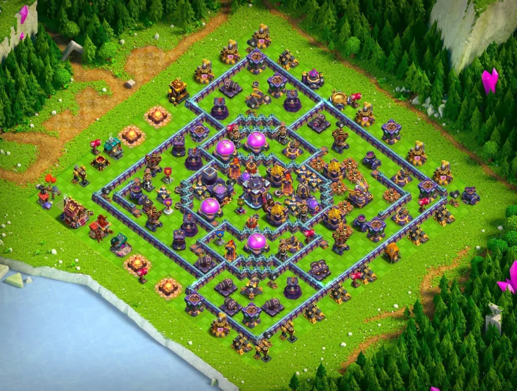 TH15 Farming Base Compartment Grid Layout with Centralized Core and Segmented Storages