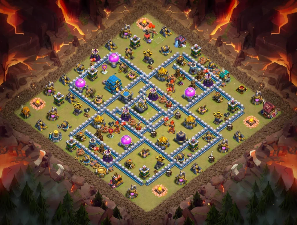 TH12 War Base: Anti-3 Star Asymmetrical Compartment Layout